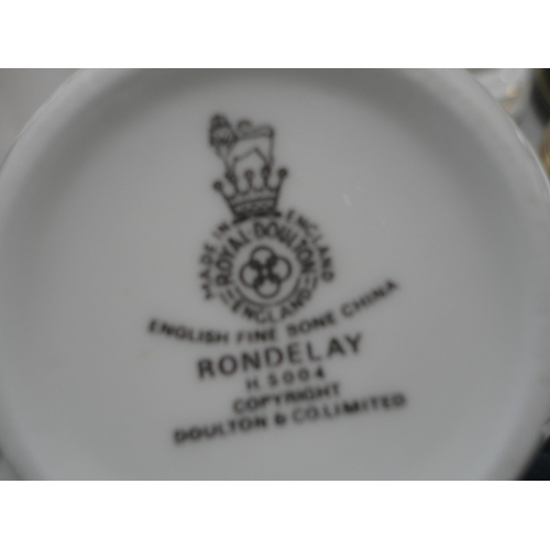 86 - Large collection of assorted Royal Doulton 'Rondelay' pattern tea, coffee and dinnerwares.