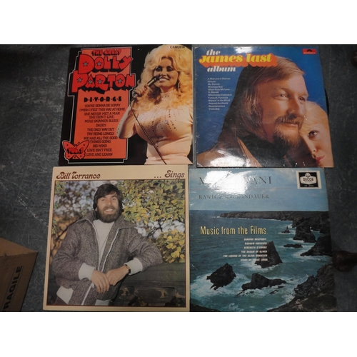 90 - Two cartons of records to include easy listening, and a carton containing assorted general books.