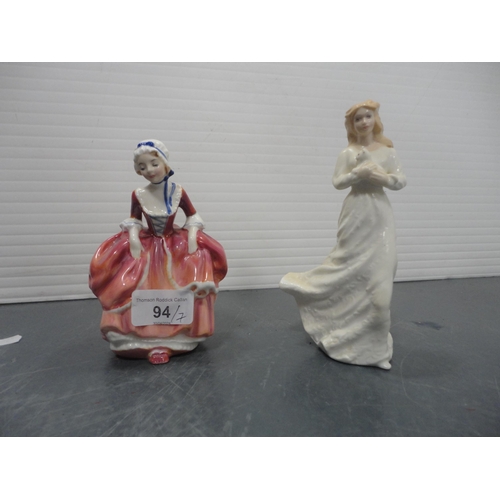 94 - Five Royal Doulton figures to include 'Joy', 'Amanda', 'Goody Two Shoes', 'Loving You' and 'Good Com... 