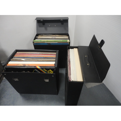 98 - Three boxes containing various records to include easy listening, country, pop etc.