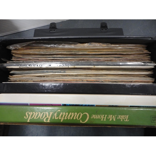 98 - Three boxes containing various records to include easy listening, country, pop etc.