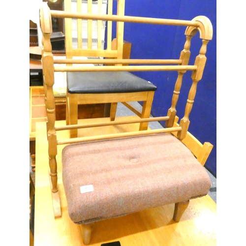 569 - Small modern footstool and a towel rail..