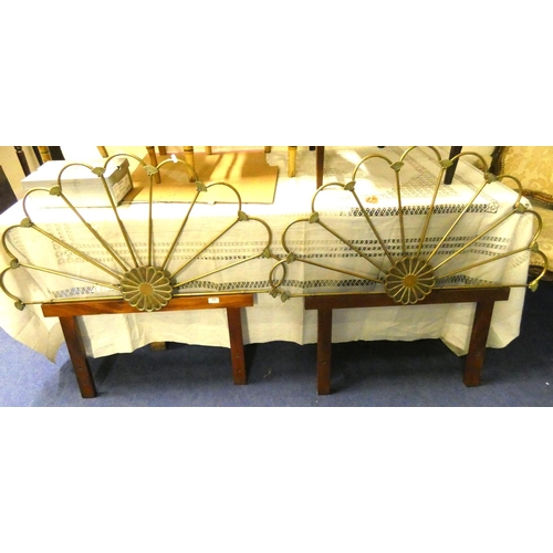 574 - Pair of brass antique bespoke single headboards.