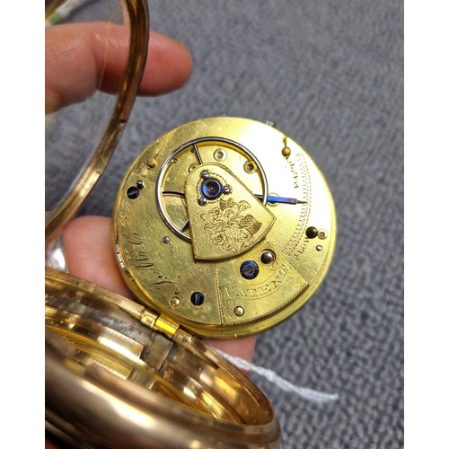 84 - 18ct gold open pocket watch, Birmingham 1824total weight 134 grams