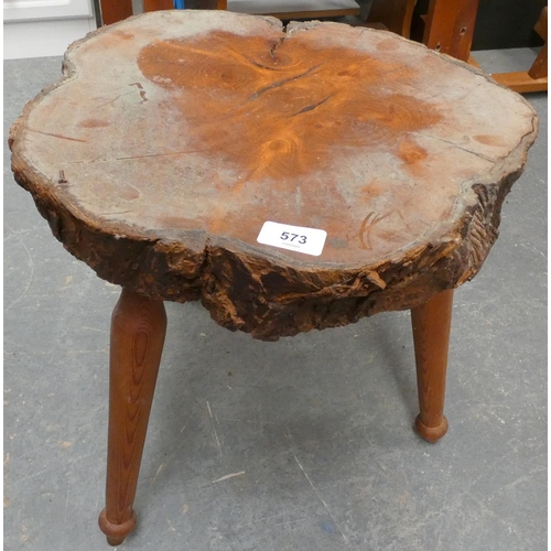 573 - Antique log style side table.