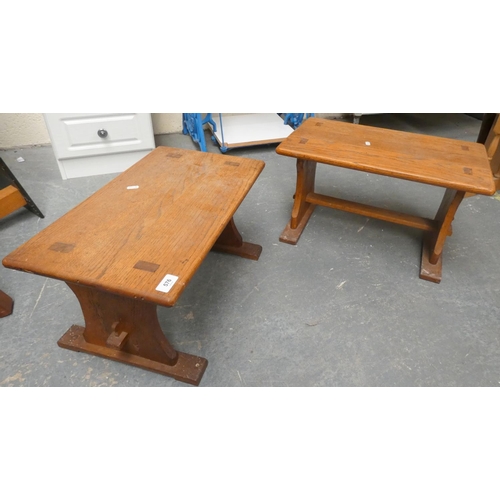 576 - Two small arts and crafts style oak side tables.