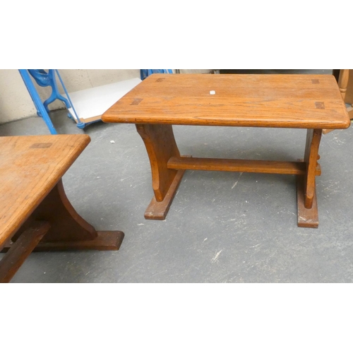 576 - Two small arts and crafts style oak side tables.