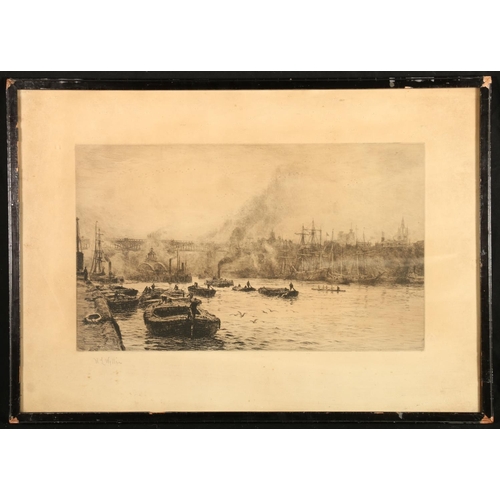 387 - WILLIAM LIONEL WYLLIE RA (British 1851-1931) Newcastle-on-Tyne Etching, pencil signed lower left, 22... 