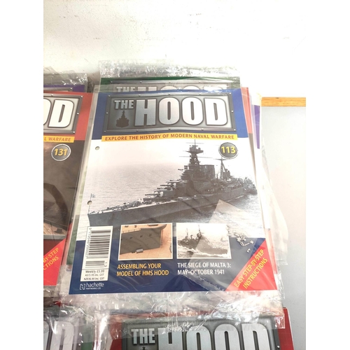 198 - Hachette Partworks. HMS Hood 1:200 scale construction magazines issues 23, 42-44 & 113-140.