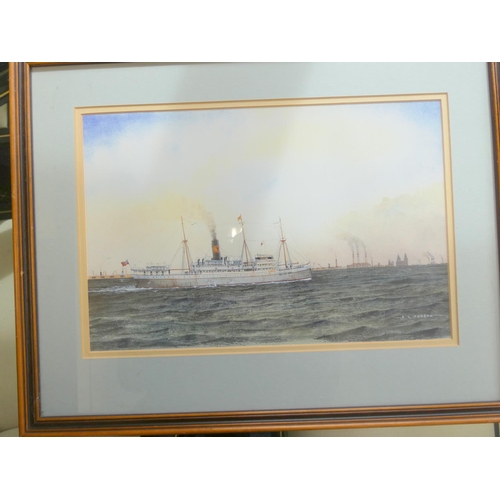 531 - Two A.L Hudson ltd. edit maritime pencil signed prints to include White Star rms etc.