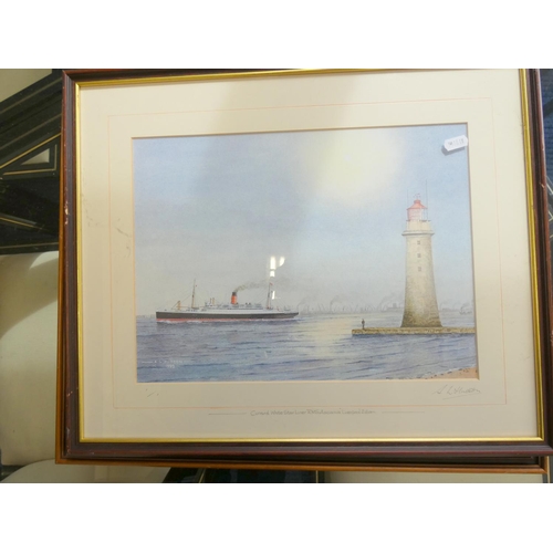 531 - Two A.L Hudson ltd. edit maritime pencil signed prints to include White Star rms etc.