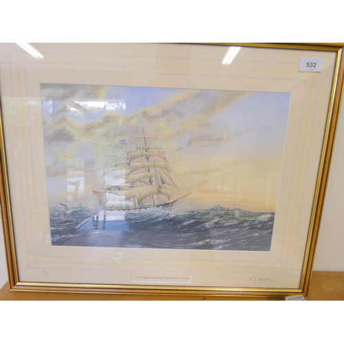 532 - Two limited edition A.L Hudson pencil signed maritime prints.