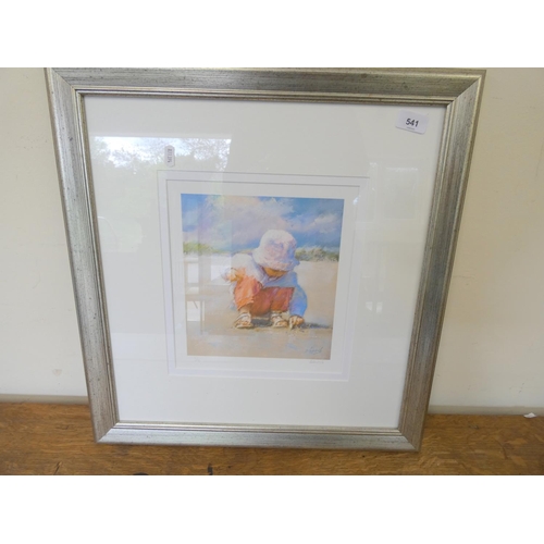 541 - Limited edition signed print of child on a bench.