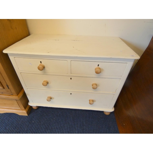 543 - Painted pine chest of two short and two long drawers.