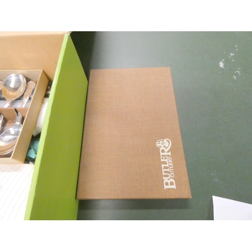 559 - Large box of epns cutlery and silver handled pickle fork.