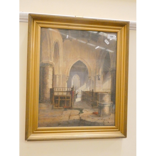 184 - Church of St Helen in Durham, watercolour by John Storey.