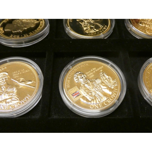 521 - Cased set of 24 gold plated commemorative crowns dated 2012 and relating to the Diamond Jubilee. Iss... 