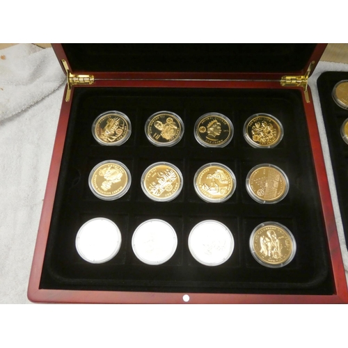 521 - Cased set of 24 gold plated commemorative crowns dated 2012 and relating to the Diamond Jubilee. Iss... 