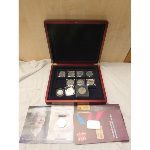 523 - Cased coin collection to include a limited edition Elizabeth II 80th Birthday crown 27605/50000, 201... 