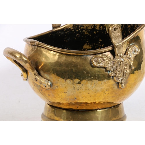 14 - Brass coal helmet of small form with handle. 