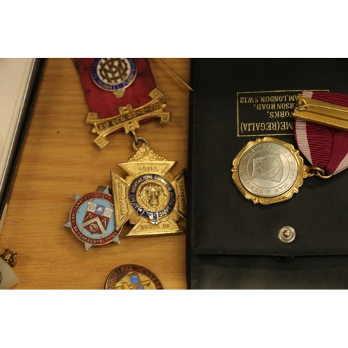 Masonic Interest, A Silver Gilt RAOB Jewel Badge, A Silver And Enamel ...