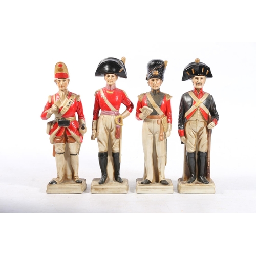 78 - Set of four Capo Di Monte style figural decanters with stoppers, Modelled as Napoleonic soldiers.&nb... 