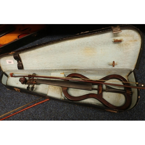 309 - Students cased Victorian training violin.