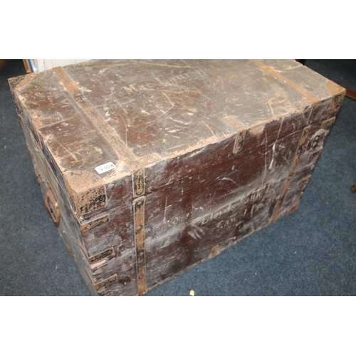 710A - Early 20th Century metal bound tea chest, 83cm wide.