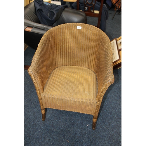 717 - Gold painted Lloyd Loom style tub chair.