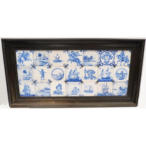 224 - Set of twenty-one Dutch Delft biblical-themed blue and white tiles, c. early 19th century, origin pr... 