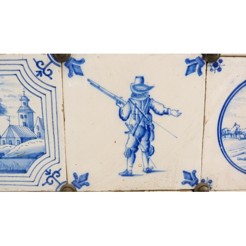 224 - Set of twenty-one Dutch Delft biblical-themed blue and white tiles, c. early 19th century, origin pr... 