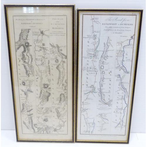 315 - After George Taylor (1760 - 1788)The Road from Elvanfoot to DumfriesAntique hand-coloured plate map,... 