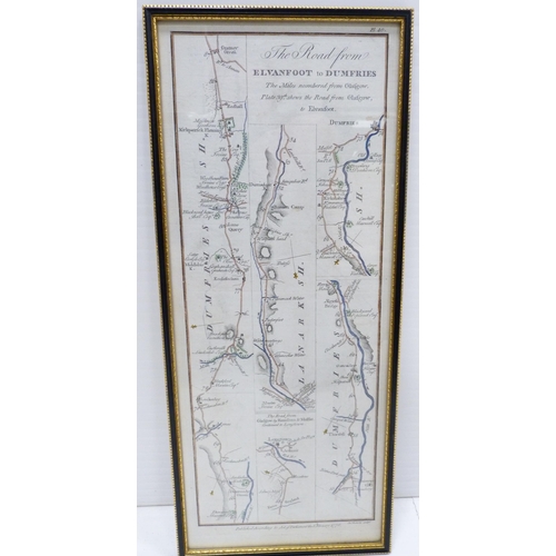 315 - After George Taylor (1760 - 1788)The Road from Elvanfoot to DumfriesAntique hand-coloured plate map,... 