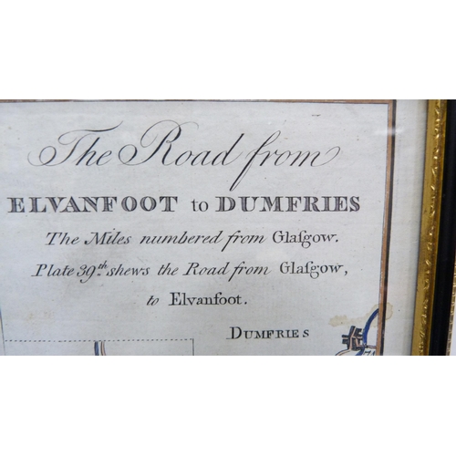 315 - After George Taylor (1760 - 1788)The Road from Elvanfoot to DumfriesAntique hand-coloured plate map,... 