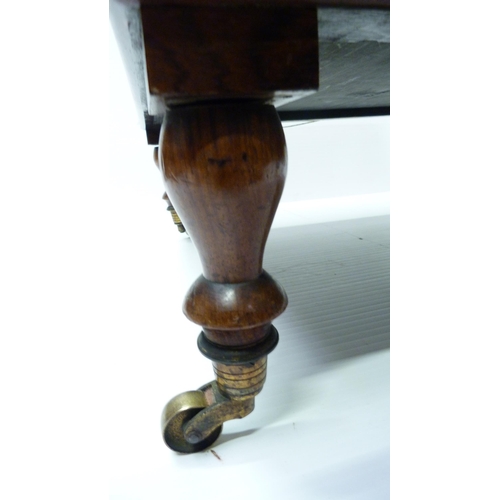 418 - Victorian mahogany stool upholstered in Chinese-themed damask, with hinged top, on turned feet, bras... 