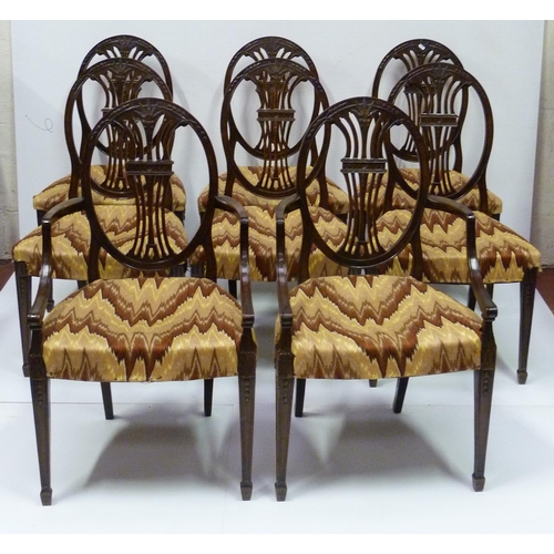 421 - Eight matching Hepplewhite-style mahogany wheel-back dining chairs, c. early 20th century, comprisin... 