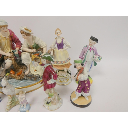 171 - Group of late 19th/20th Century, Continental porcelain figures and groups, in the style of Naples an... 