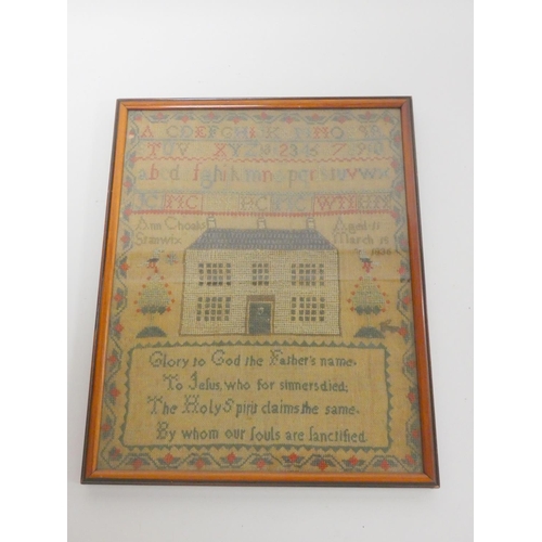 297 - William IV needlepoint sampler, worked by Ann Choaks, Stanwix, Aged 11. Dated March 15, 1836, With s... 