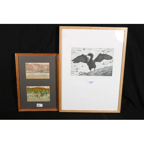 372 - LINDA MALLETT, Shag, etching, pencil signed lower right, limited edition 6/50, 17cm x25cm, frame 55c... 