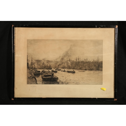 387 - WILLIAM LIONEL WYLLIE RA (British 1851-1931) Newcastle-on-Tyne Etching, pencil signed lower left, 22... 