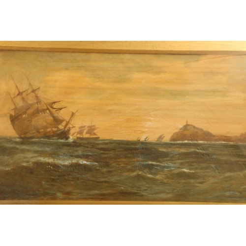 396 - G A BARR, Columbutes on Ships Rock, watercolour, signed and dated 1881 lower left, 28cm x 54cm, fram... 