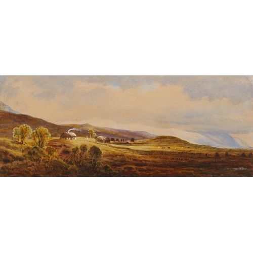 409 - WALLER HUGH PATON RSA (1828-1895), Highland landscape with crofts, gouache, signed and dated 1871 lo... 