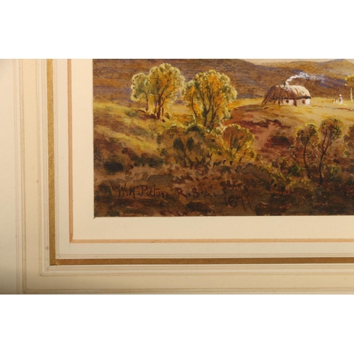 409 - WALLER HUGH PATON RSA (1828-1895), Highland landscape with crofts, gouache, signed and dated 1871 lo... 