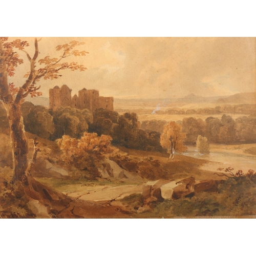 421 - WILLIAM WALLACE, castle on a river bend, watercolour, signed lower right, 28cm x 38cm, frame 43cm x ... 