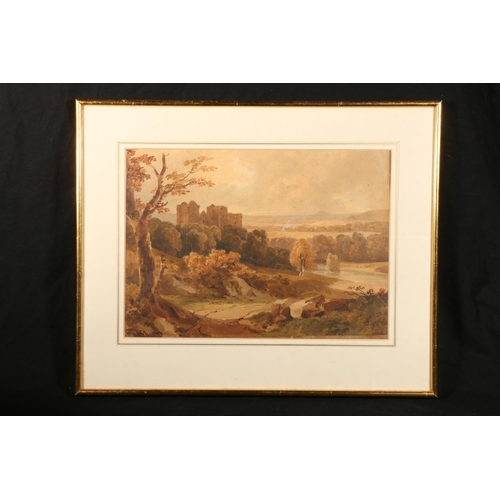 421 - WILLIAM WALLACE, castle on a river bend, watercolour, signed lower right, 28cm x 38cm, frame 43cm x ... 