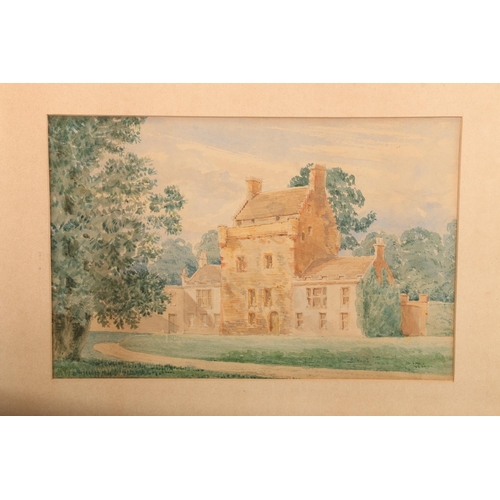 458 - 19TH CENTURY SCHOOL, pair of watercolours of Cowden Knowes and another tower, 17cm x 25cm, frames 40... 