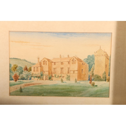 458 - 19TH CENTURY SCHOOL, pair of watercolours of Cowden Knowes and another tower, 17cm x 25cm, frames 40... 