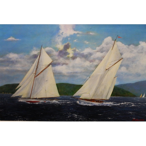 383 - FREDERICK LAWRENCE (British b1957) *ARR* Fife Regatta Oil painting on canvas, signed lower right, 50... 