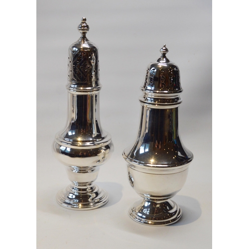 6 - Two silver baluster casters, 286g gross.  (2)