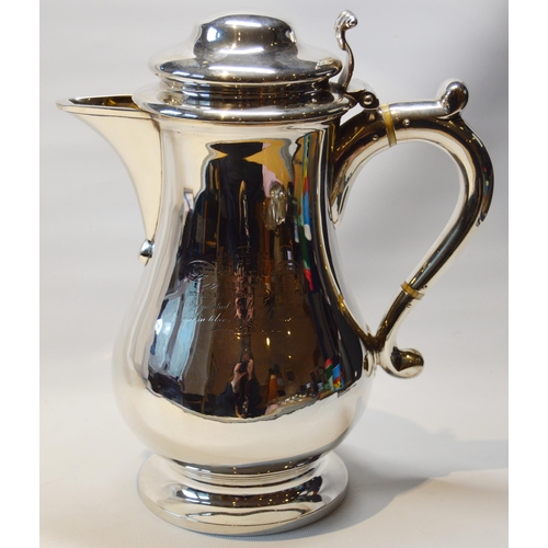 10 - Silver flagon of baluster shape, gilt interior, inscribed 'John Walker Esquire, Bellsbank....1838', ... 